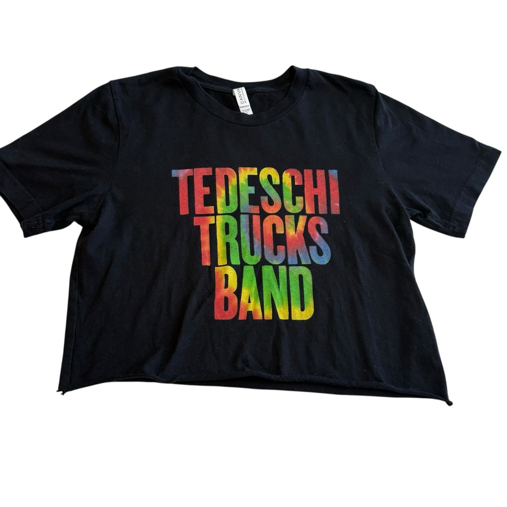 Tedeschi Trucks Band Cropped Graphic T Shirt Black Rainbow Logo Size S - Picture 6 of 10